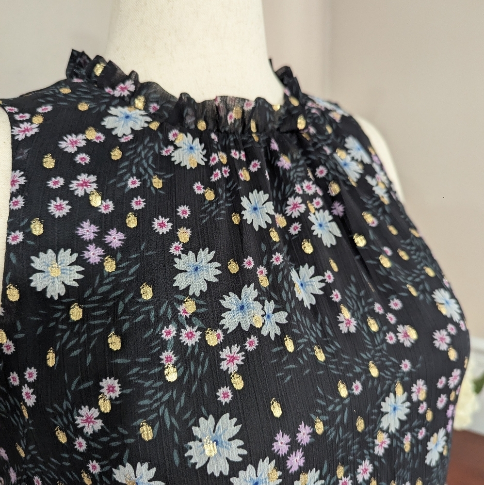 3/$30 LOFT Ruffle Neck Peplum Tank Blouse Medium - Picture 3 of 8